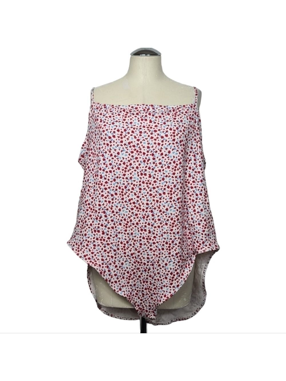 Old Navy Americana White Red Blue Floral Print Spaghetti Strap Bodysuit 4X